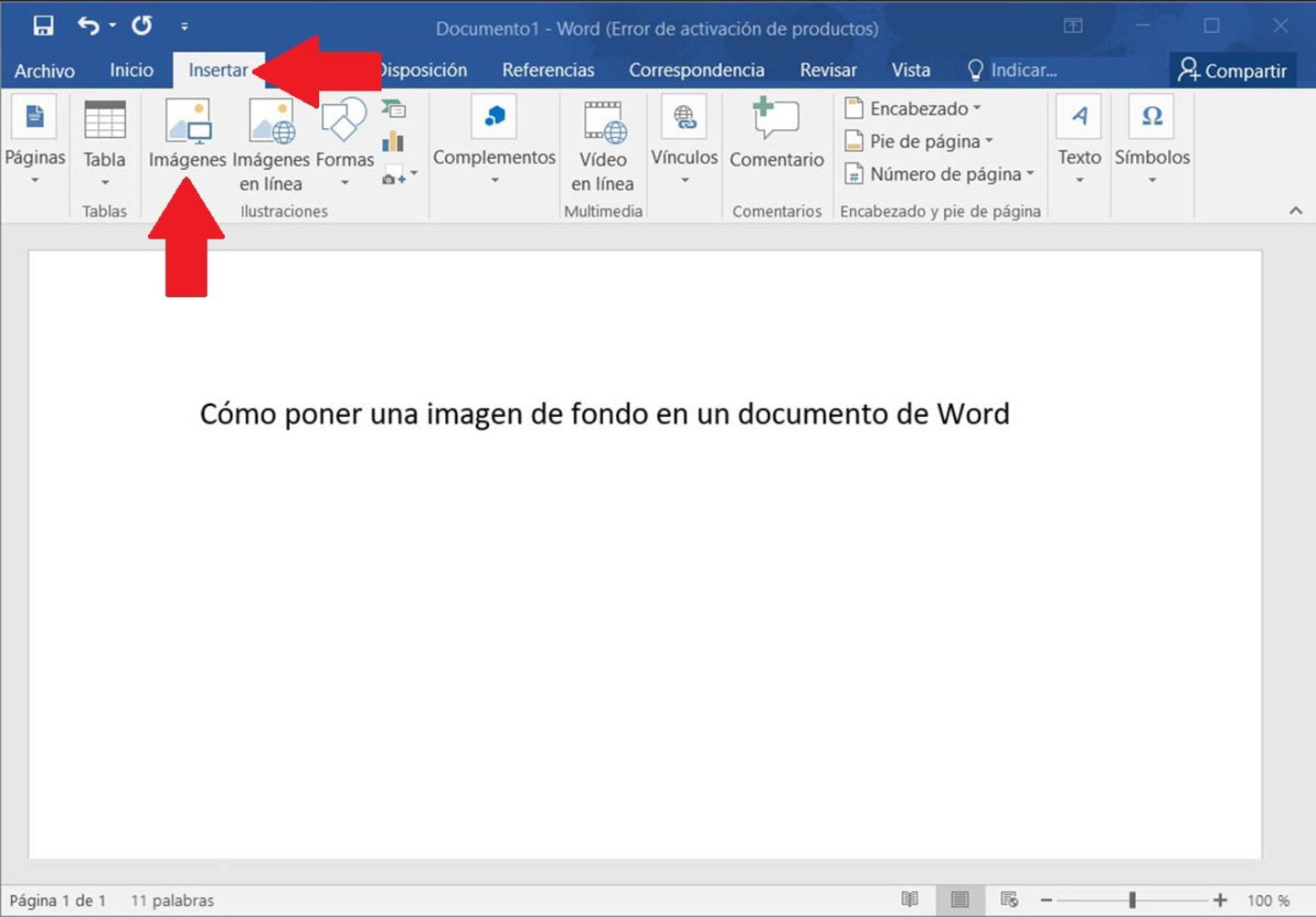 Insertar imágenes en un documento de Word