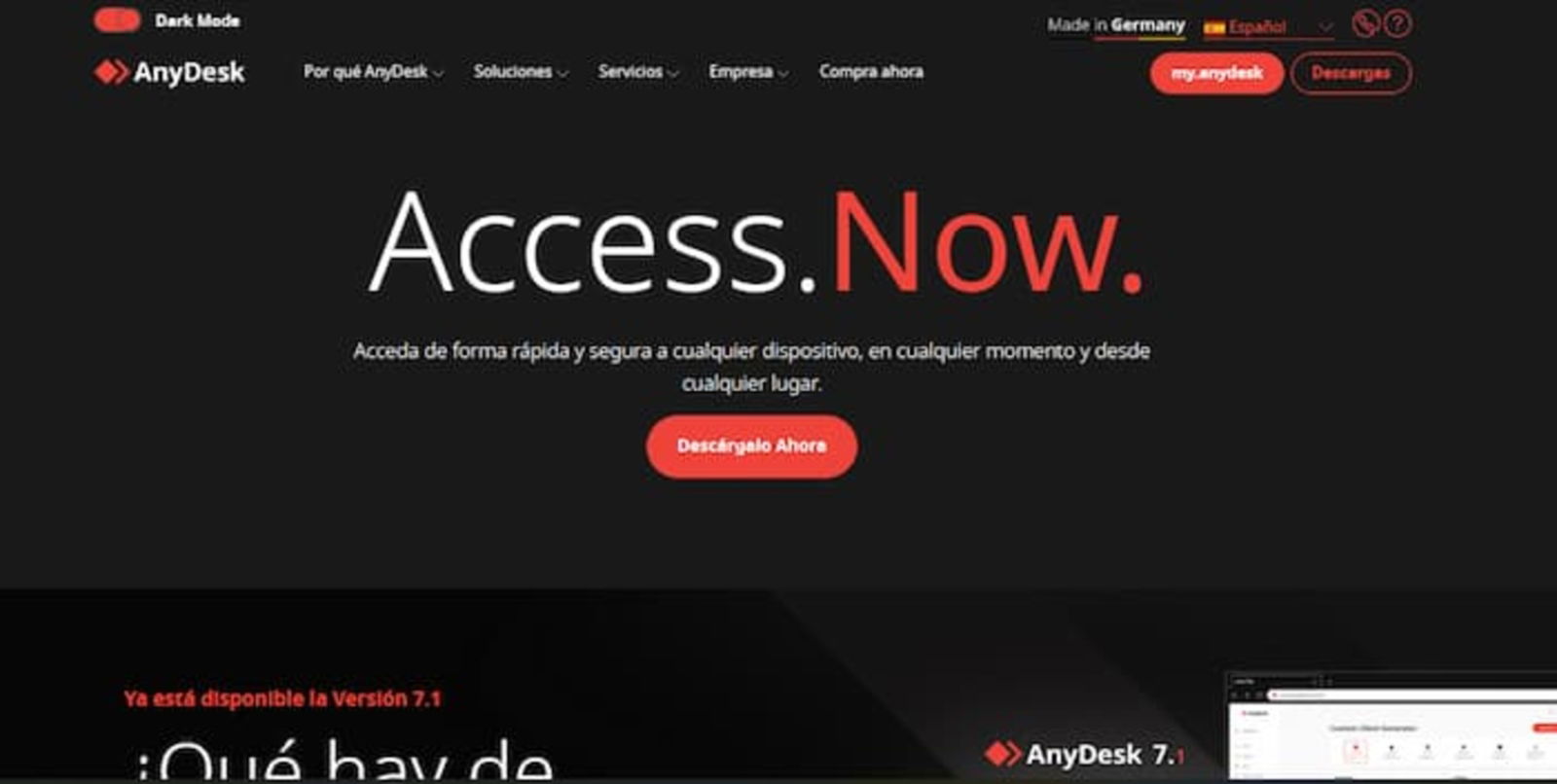La página web de AnyDesk es muy intuitiva y te permitirá descargar la herramienta para diversas plataformas