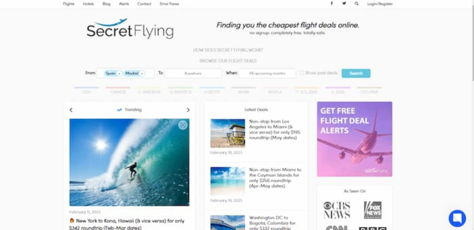 La web de Secret Flying cuenta con un apartado de Vuelos error, los cuales debes aprovechar rápidamente