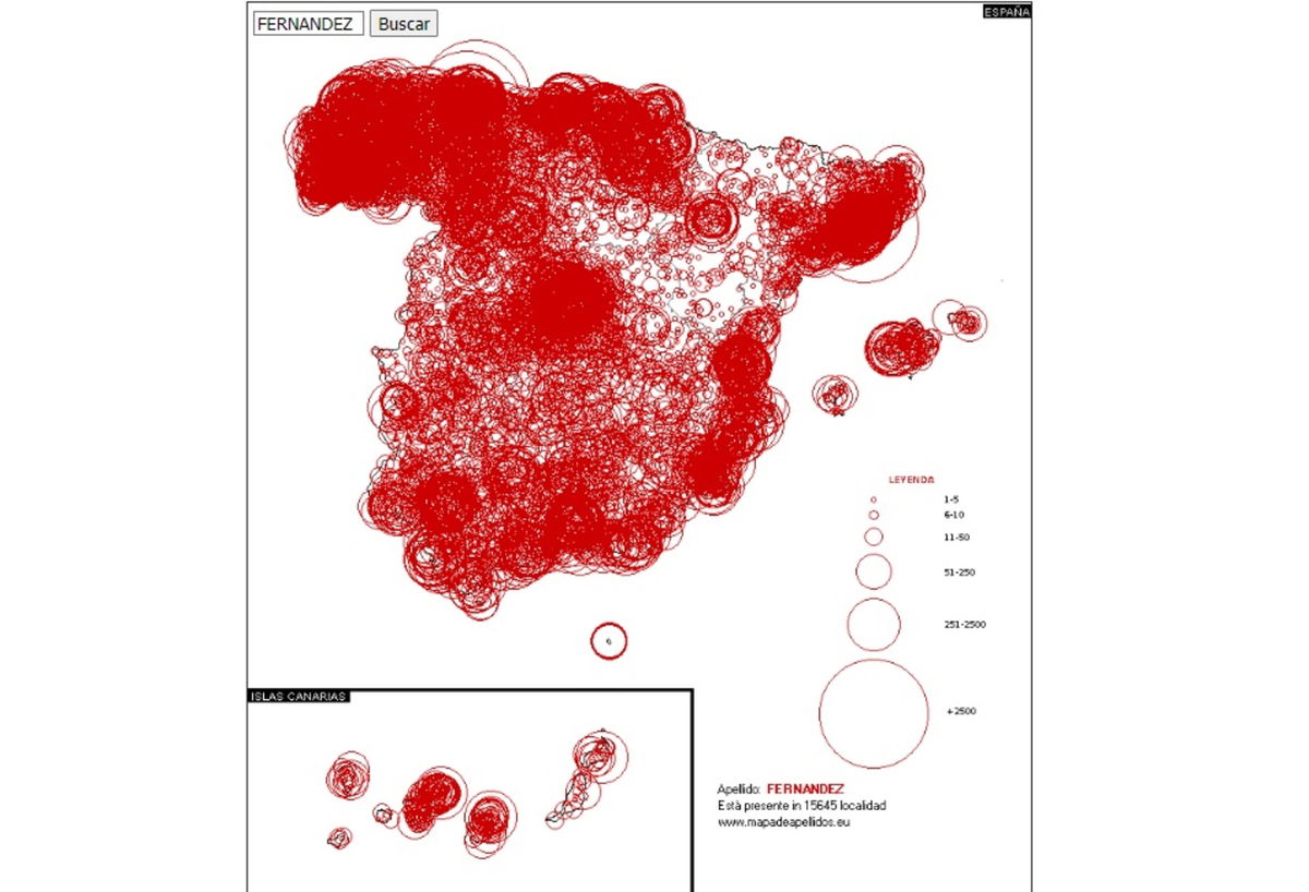 This interactive map shows with incredible precision the areas of Spain ...