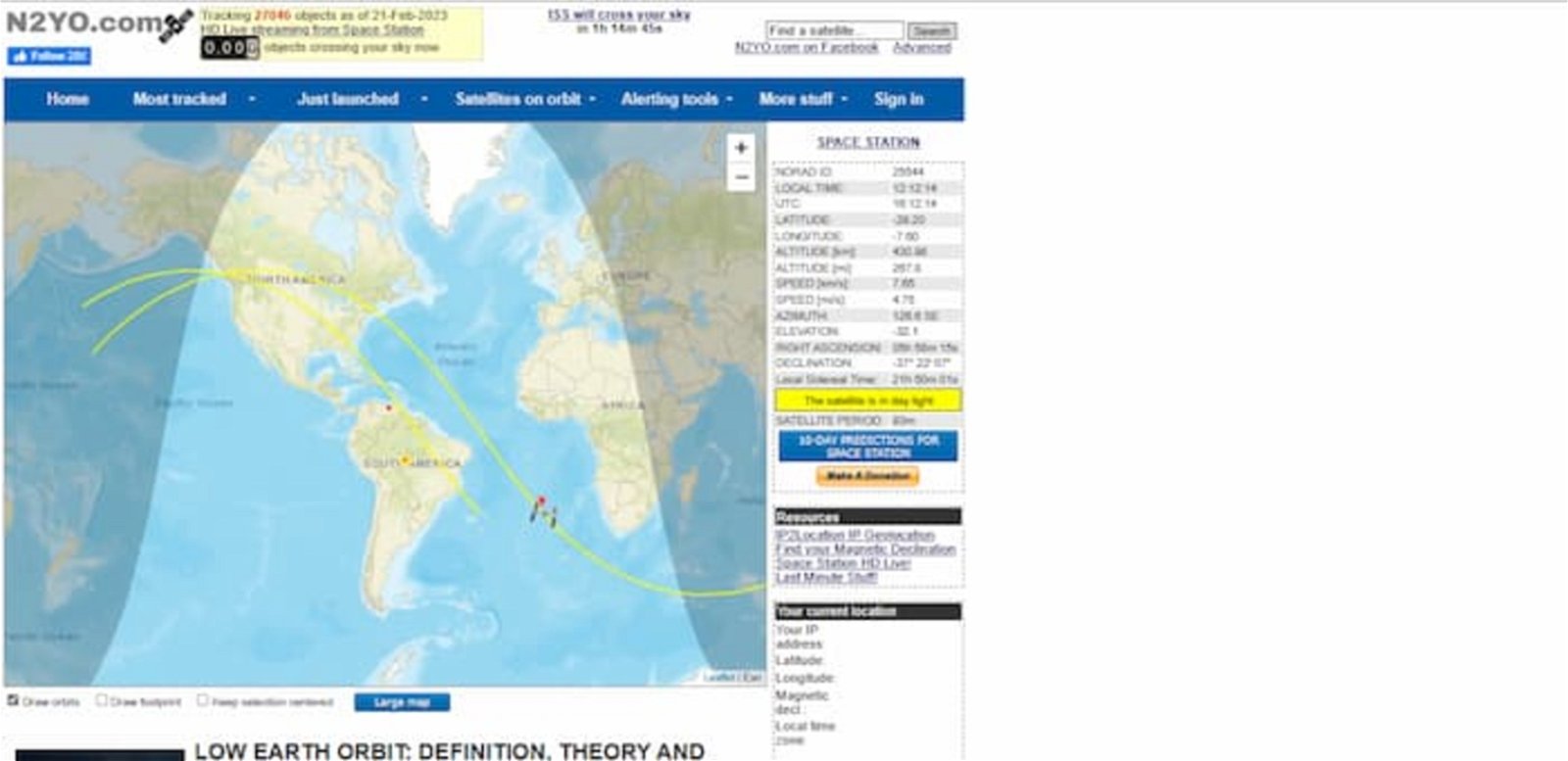 N2YO te ofrece datos en tiempo real sobre la Estación Espacial Internacional