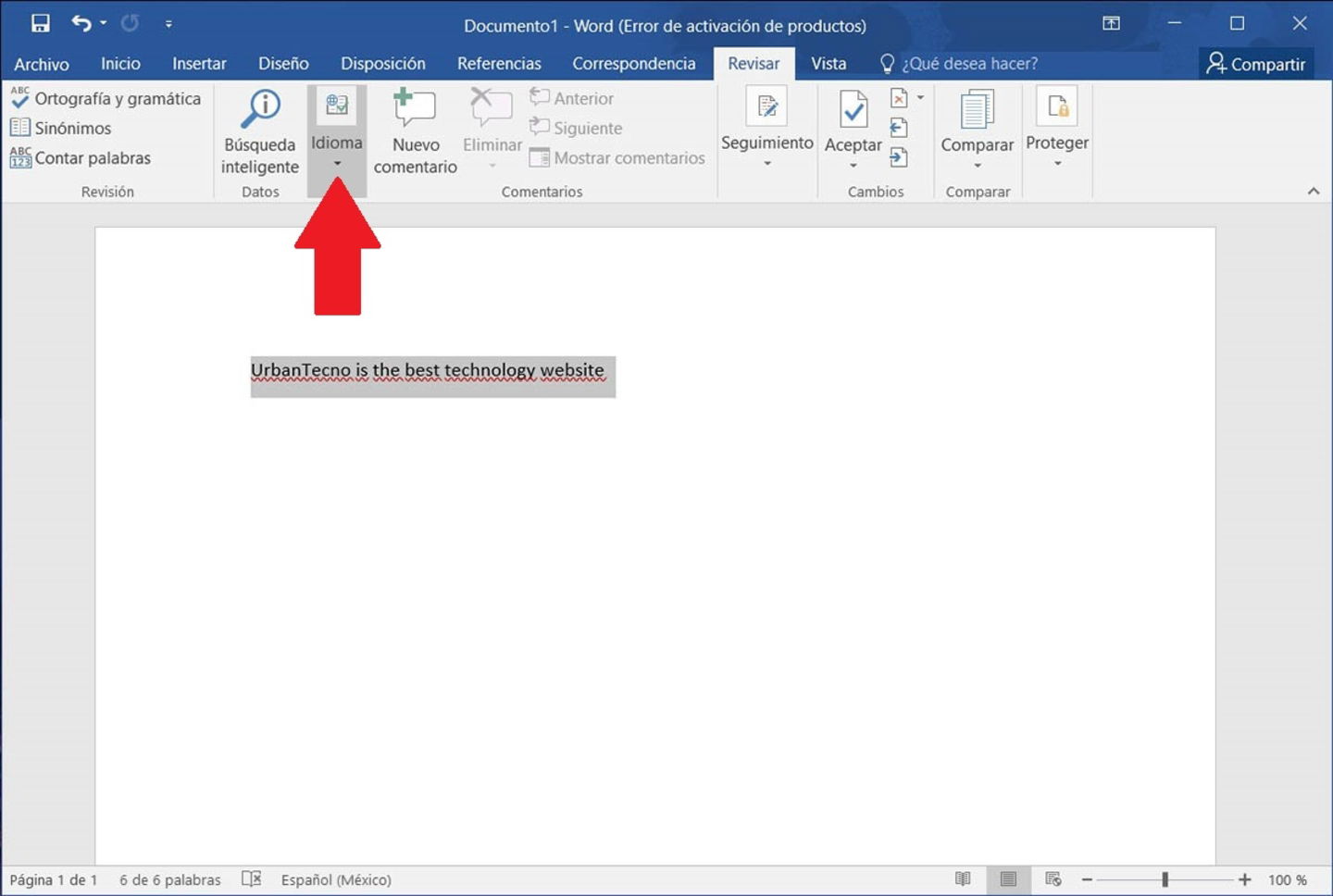 Opciones de idioma en Word