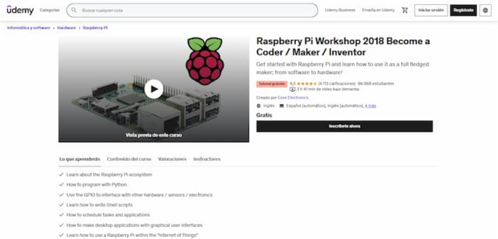 Aprende sobre el ecosistema Raspberry Pi, cómo programar con Python, cómo utilizar el microordenador en el IoT y mucho más con este curso de Udemy