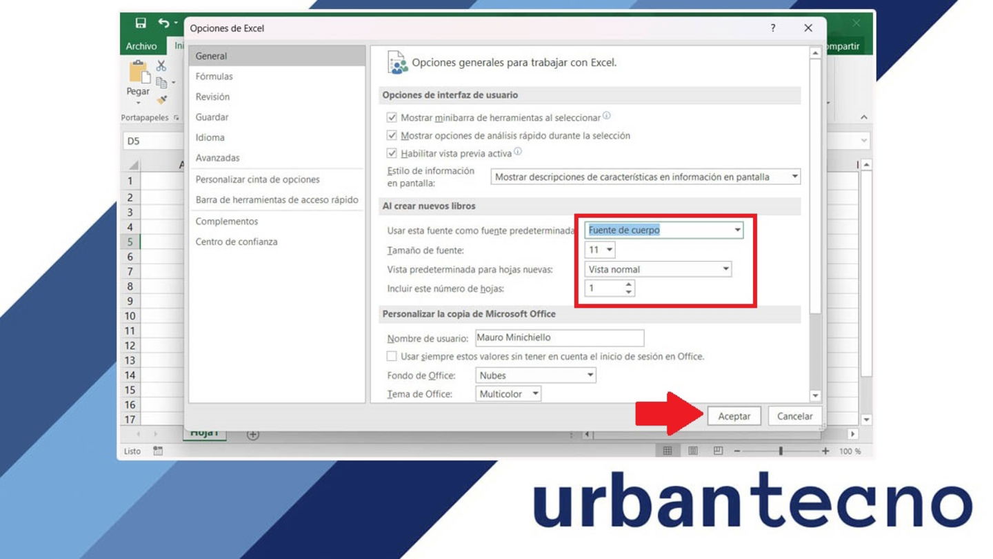 Cambiar el tipo de letra en todos los archivos de Excel