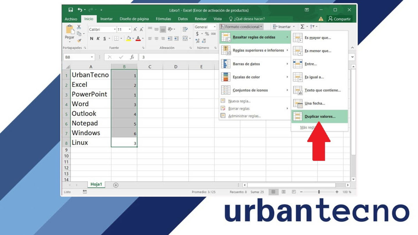 Destacar los datos duplicados en una planilla de Excel