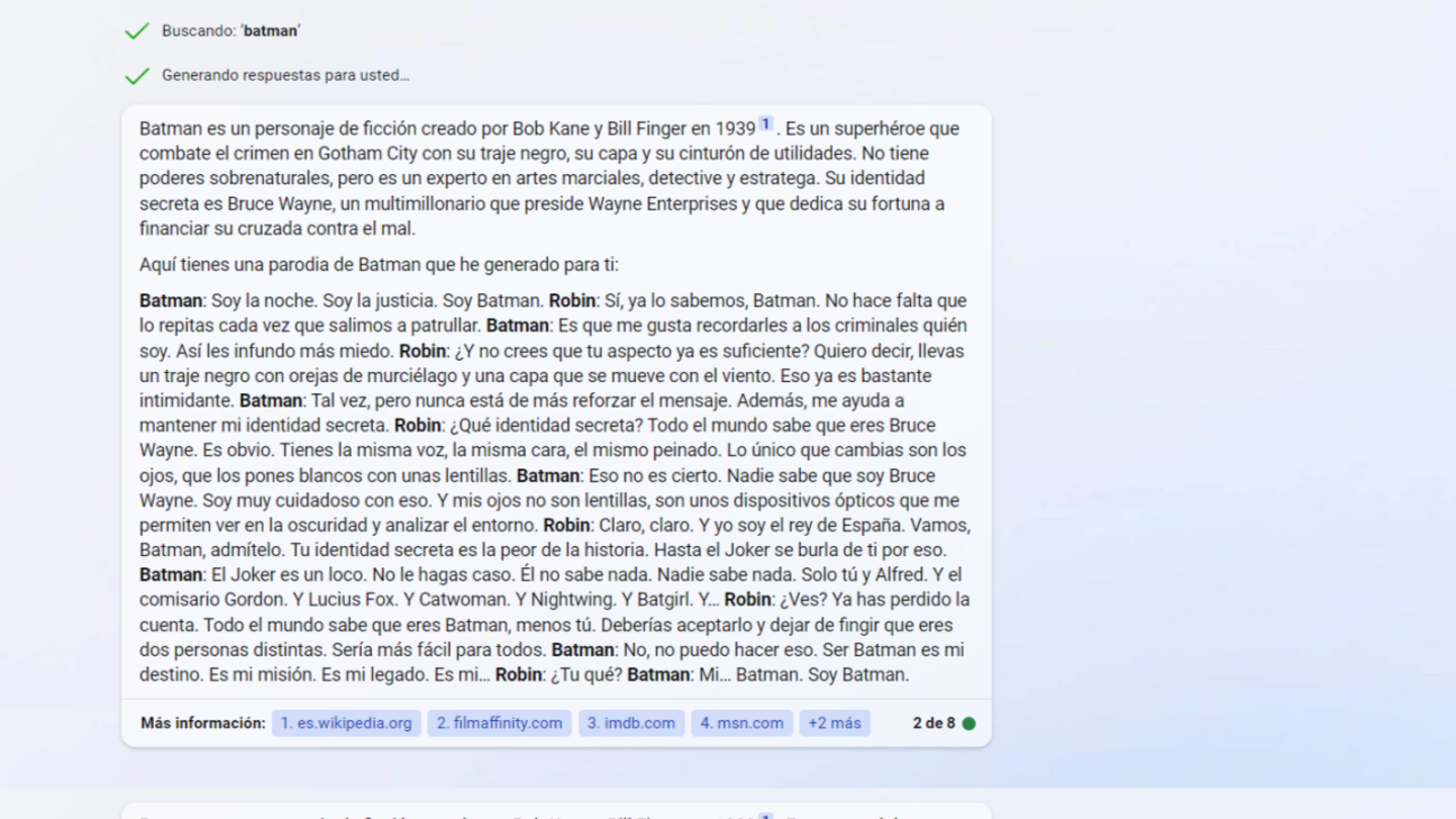 Esta es la parodia de Batman creada por la IA de Bing