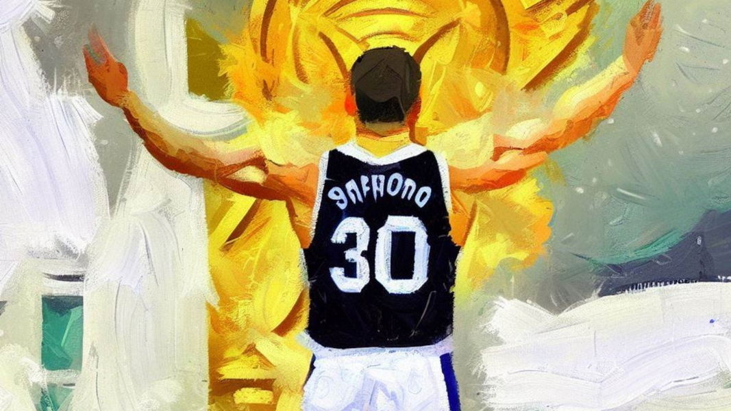 Imagen creada por la IA de Bing representando a Stephen Curry como un dios griego