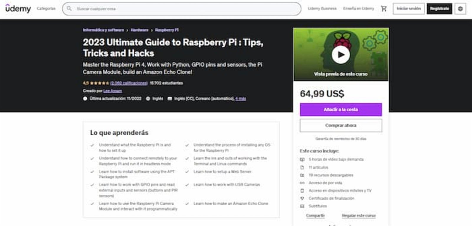 Si quieres aprender todo sobre la Raspberry Pi, desde cómo configurarla, cómo realizar una conexión remota y mucho más, entonces debes unirte a este curso