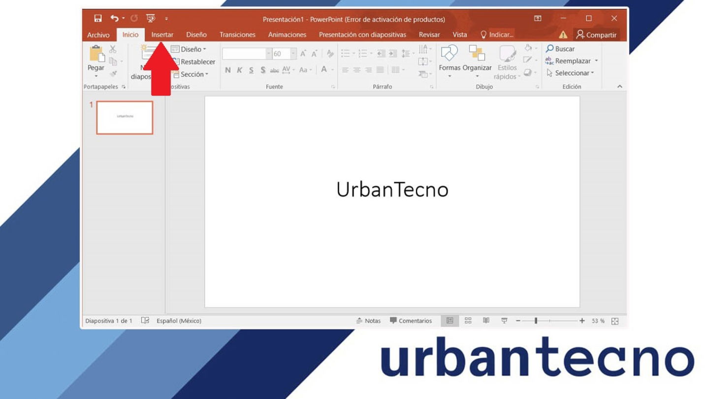 Acceder a la pestaña Insertar en PowerPoint