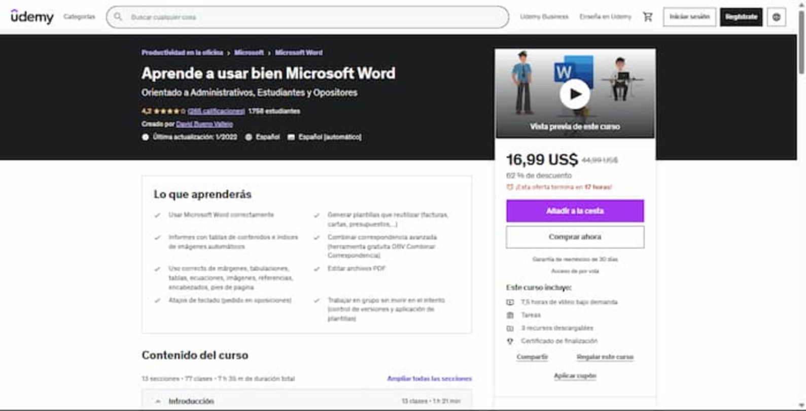 Aunque Microsoft Word es la herramienta más utilizada para gestionar textos, no todos saben aprovechar todo su potencial y con este curso lo descubrirás