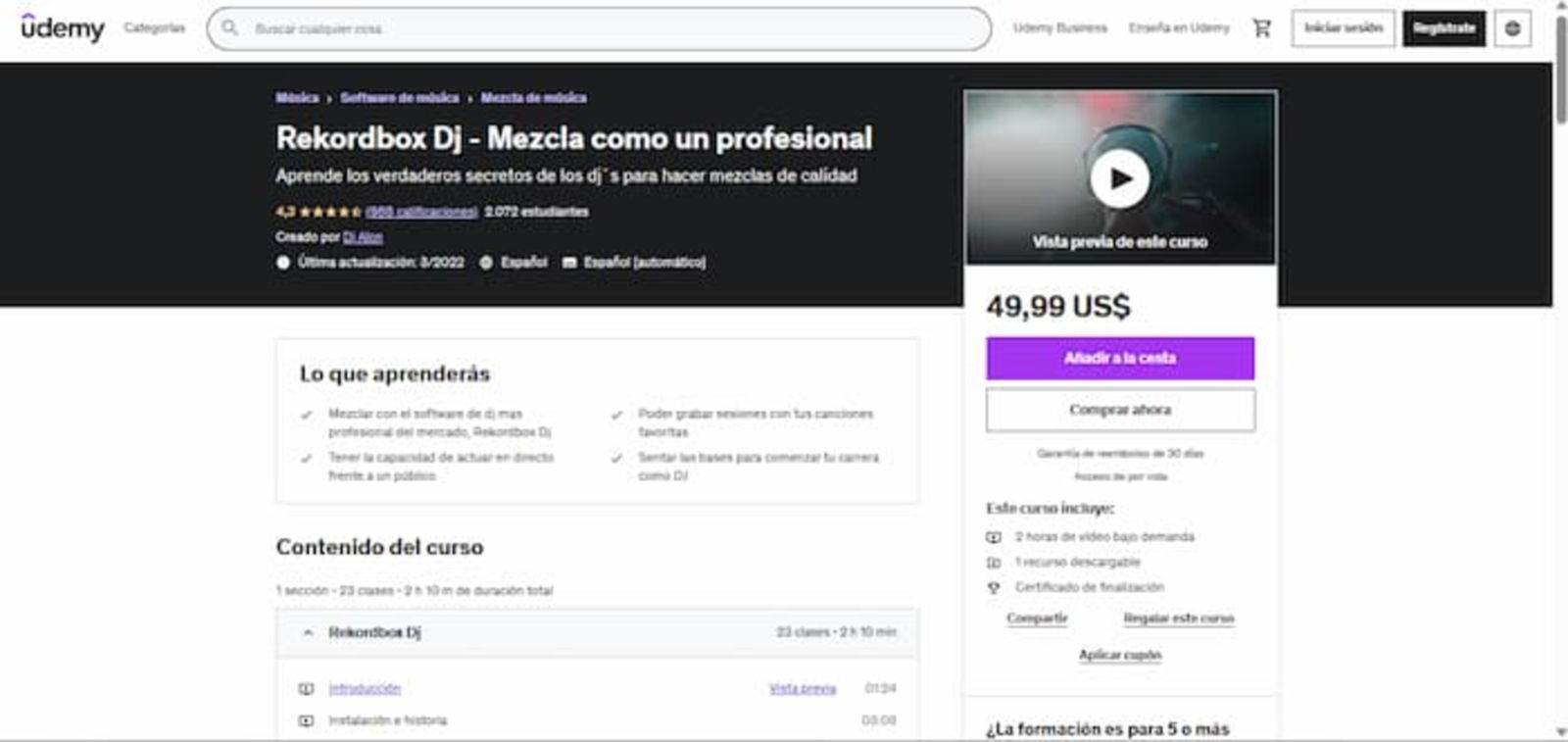 Con este curso podrás aprender los secretos de los DJ, así como también a trabajar con el programa Rekordbox DJ para hacer mezclas