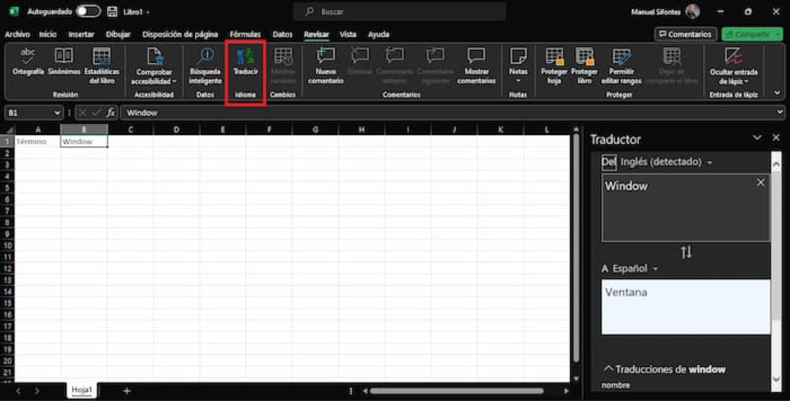 En Microsoft Excel también puedes traducir celdas a través de la cinta de opciones que integra la plataforma