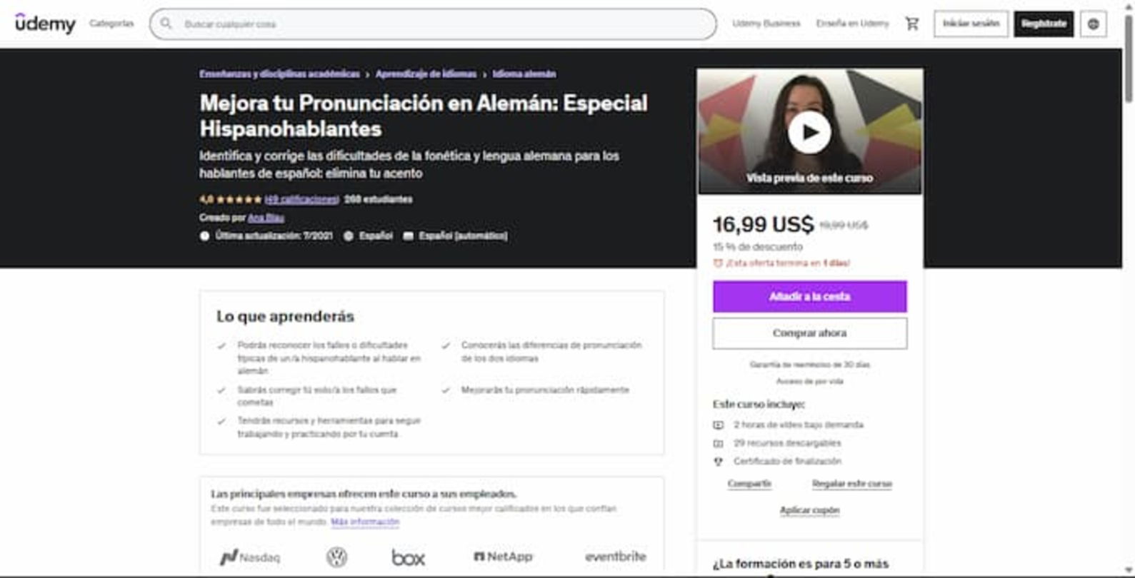 Este curso de alemán ha sido diseñado específicamente para que los hispanohablantes puedan perfeccionar su pronunciación de este nuevo idioma