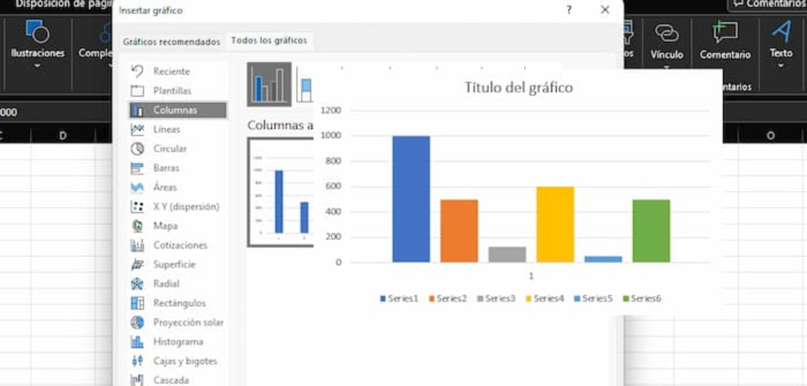 Los gráficos de columnas son algunos de los más utilizados para representar datos