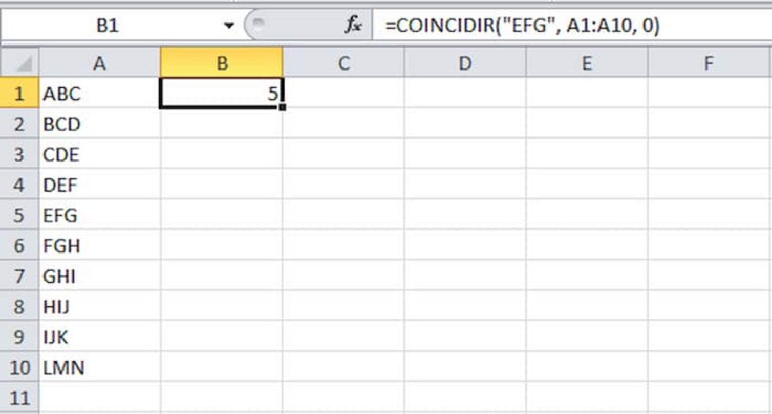 Otra de las mejores funciones para encontrar datos en Excel es COINCIDIR