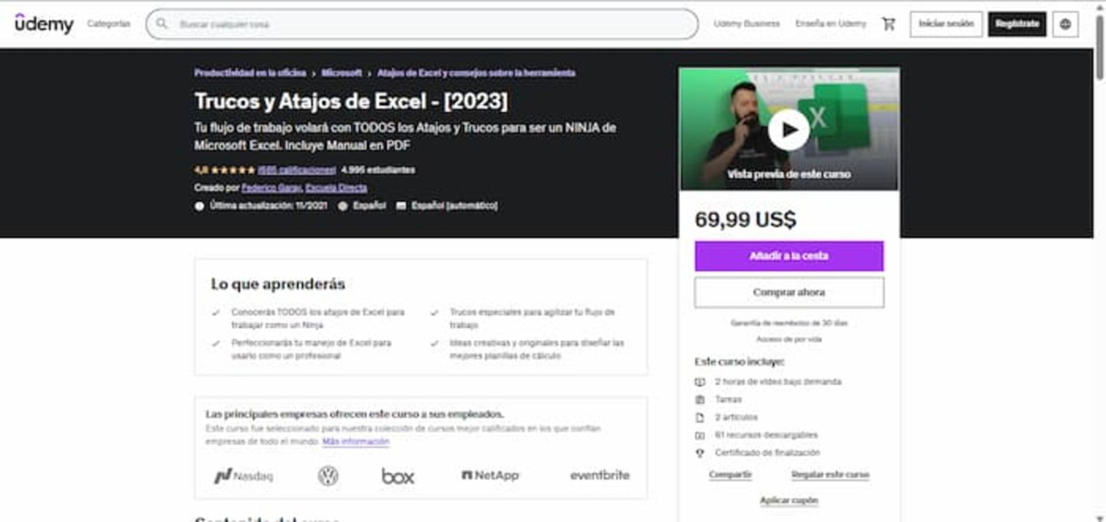 Si quieres descubrir todos los atajos de Excel y aprender los trucos para ser más eficiente, entonces debes apuntarte en este curso