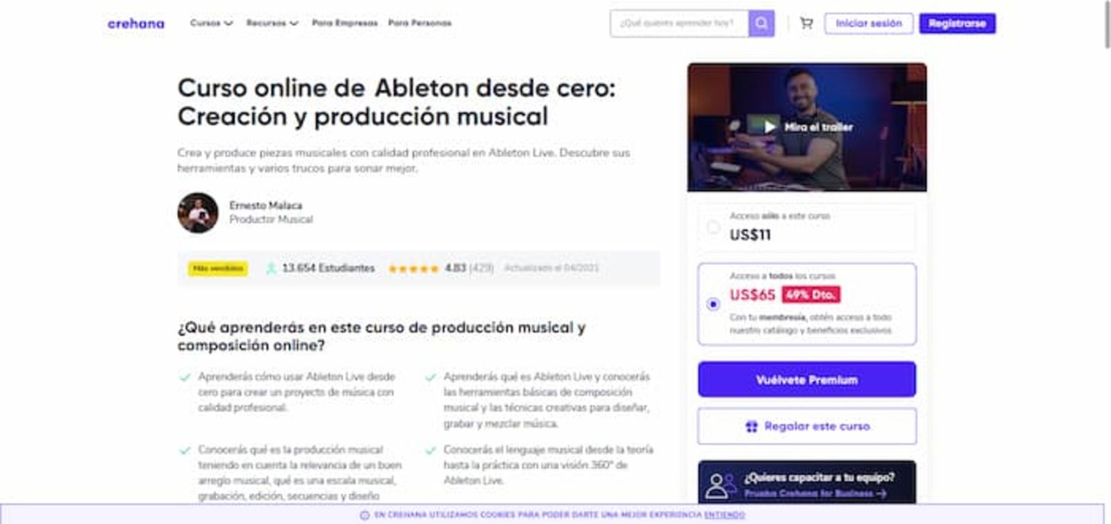 Si te apuntas a este curso en Crehana podrás aprender a manejar el programa Ableton Live y aprenderás sobre otros temas importantes para los DJ