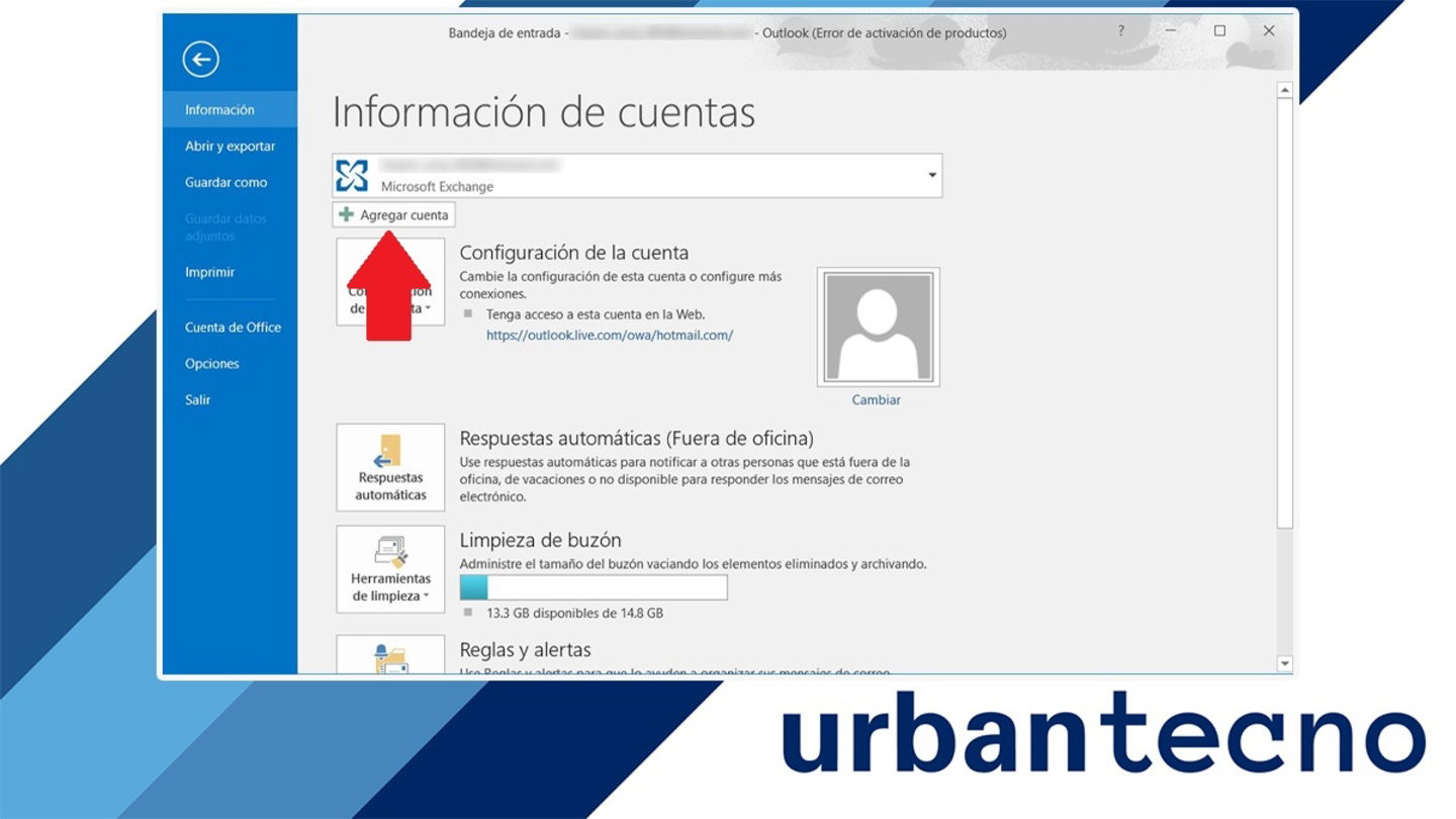 Agregar una cuenta nueva en Outlook