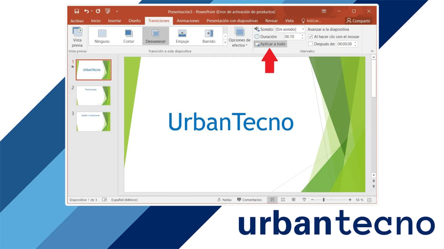 Aplicar transiciones a todas las diapositivas PowerPoint