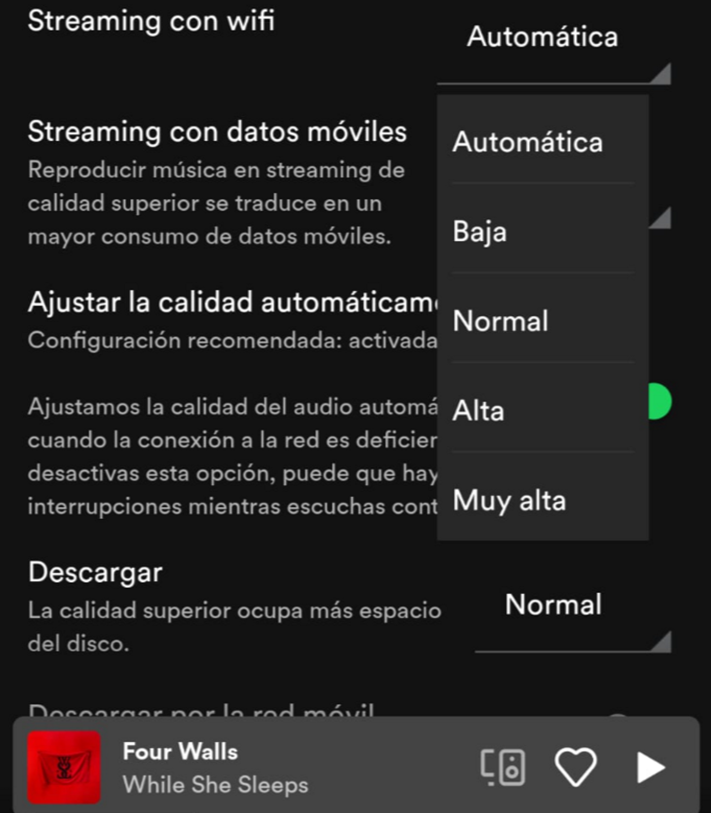 calidad streaming spotify