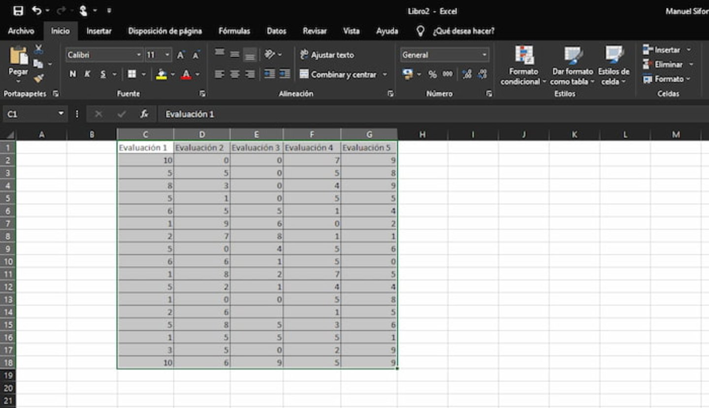Debes seleccionar toda la tabla de datos que quieres formatear con ceros en Excel