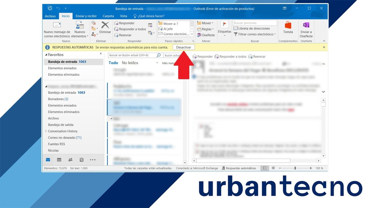 Desactivar respuestas automaticas en Outlook