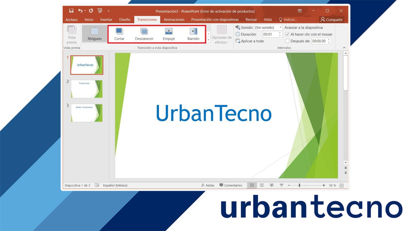 Elegir un efecto de transicion en PowerPoint