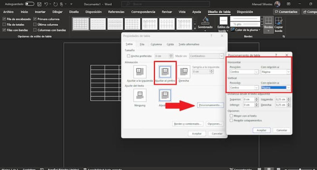 Cómo alinear una tabla en Microsoft Word