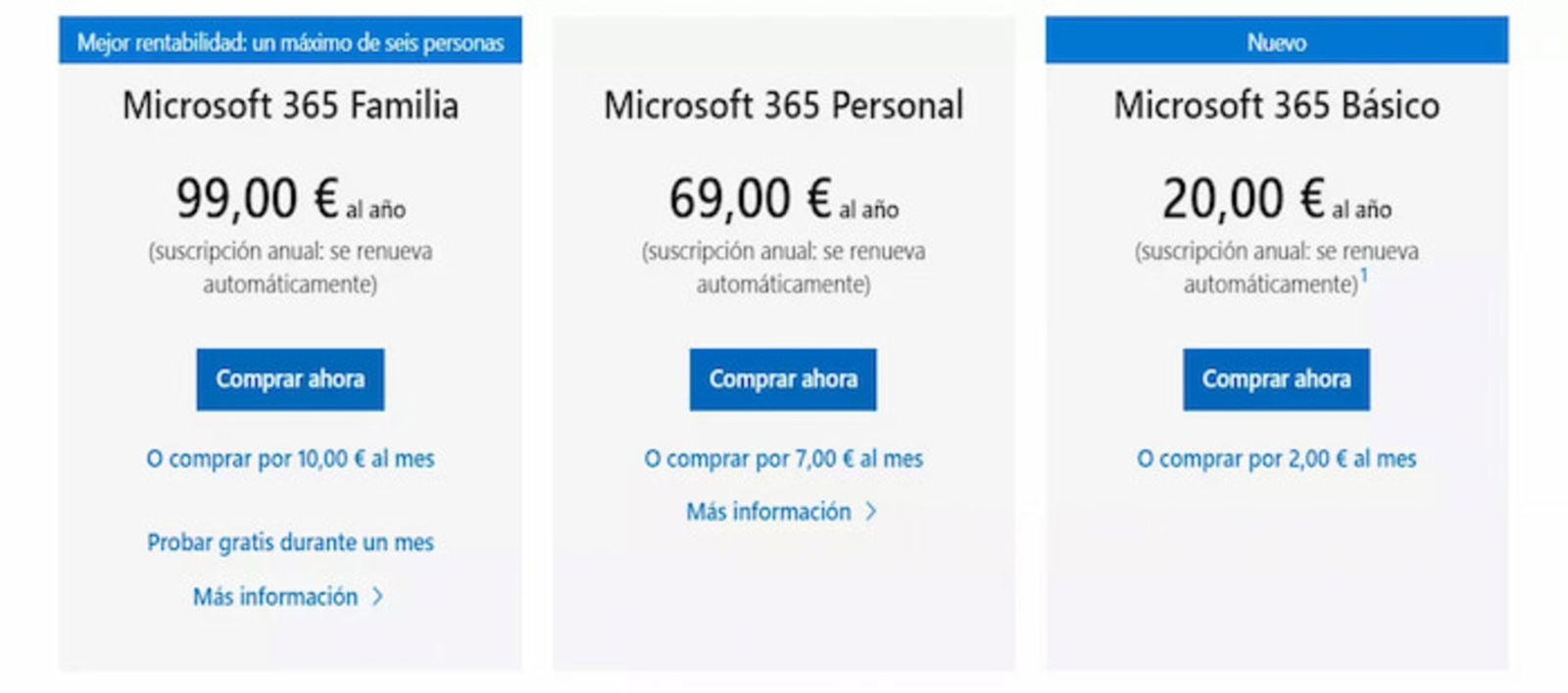 OneDrive ofrece varios planes de pago que puedes contratar para conseguir más espacio, aunque también puedes obtener otros beneficios