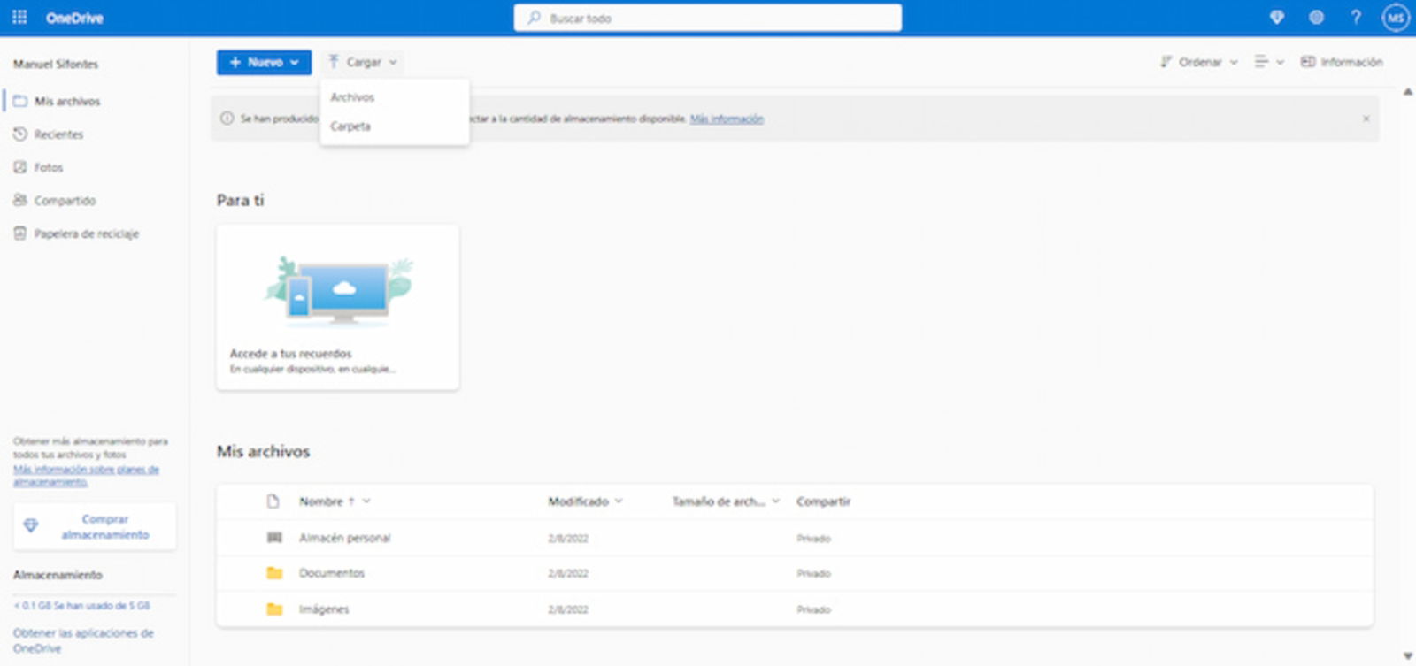 Puedes cargar tus archivos a OneDrive en unos pocos clics desde el ordenador y estos serán respaldados de forma segura