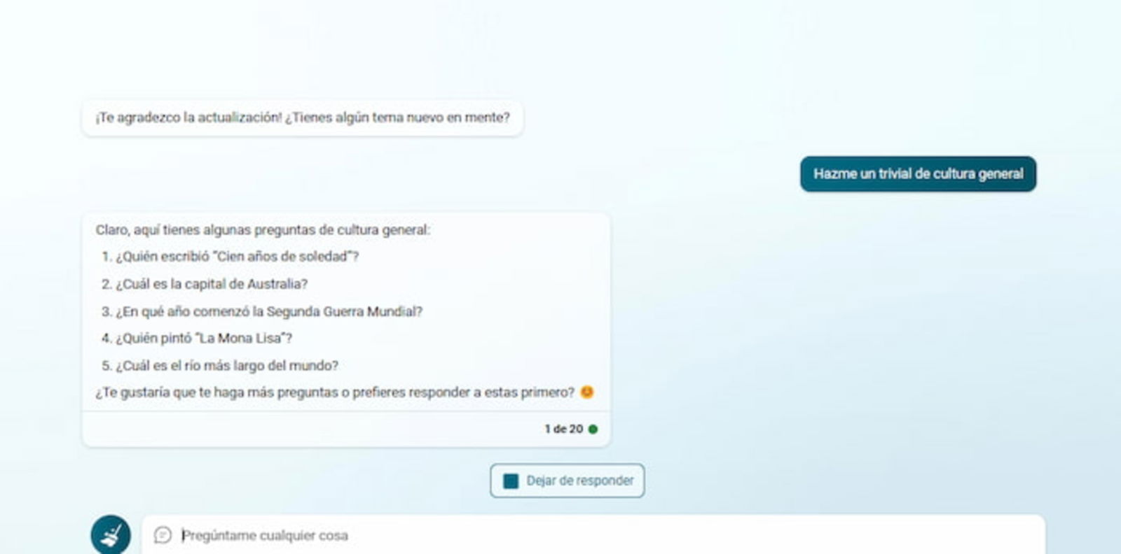 Si quieres pasar un buen rato con tus amigos o familiares, puedes pedirle a Bing Chat que cree un trivial sobre distintos temas