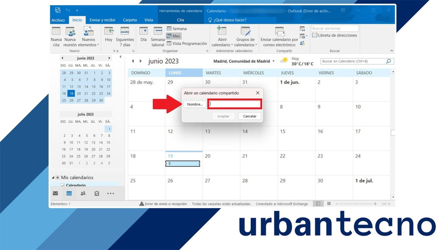 Escribir nombre de contacto o buscarlo en Outlook