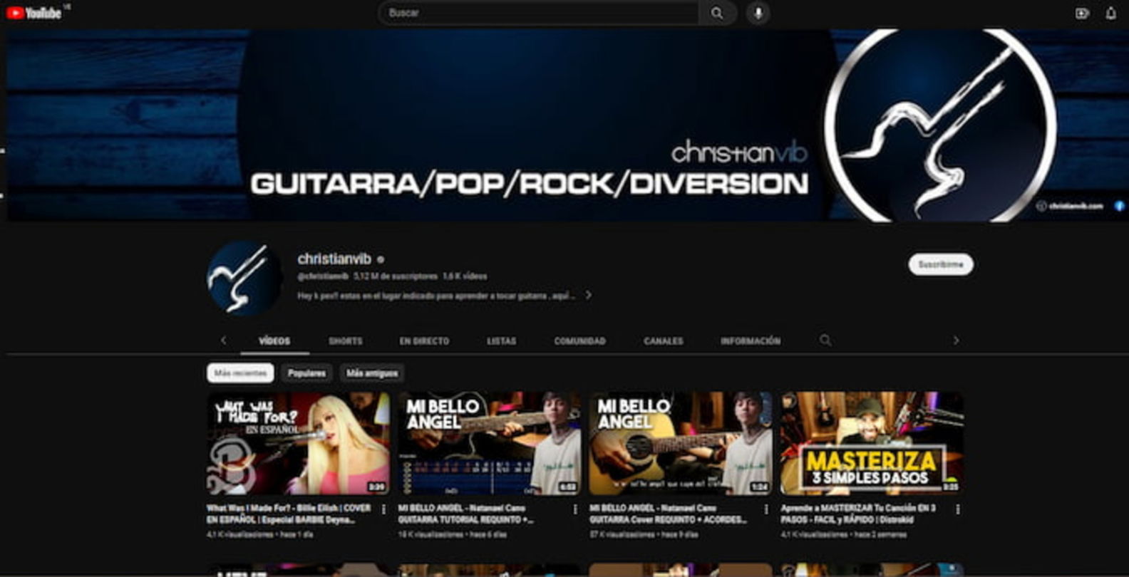 El canal de Christianvib es uno de los más completos que podrás hallar en YouTube para aprender a tocar la guitarra