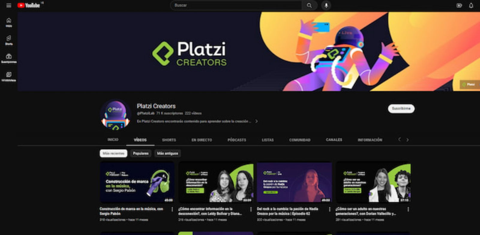 Platzi Creator es un canal de YouTube para creadores de contenido en el que podrás aprender todo sobre este mundo digital