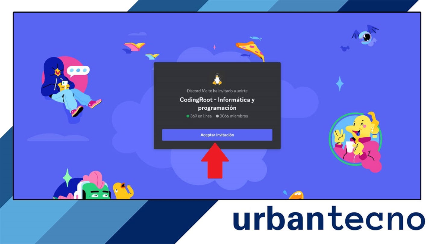 Aceptar invitación para unirte a un servidor de Discord