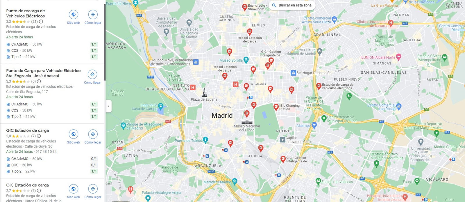 Cómo encontrar puntos de recarga para tu coche eléctrico con Google Maps