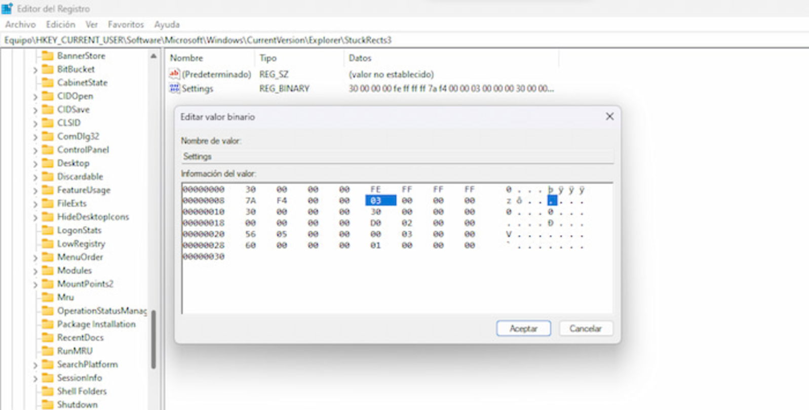 Desde el editor de registro en Windows 11 puedes cambiar la posición de la barra de tareas
