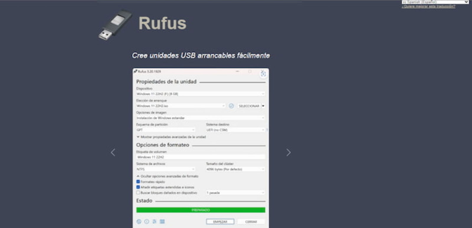 Para instalar Tiny10 es necesario que cuentes con la herramienta Rufus, la cual convertirá el pendrive en una unidad de arranque