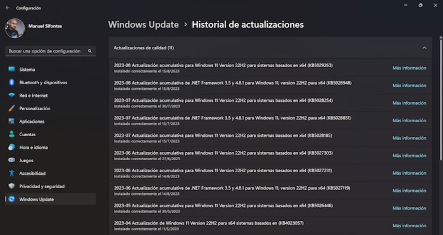 Si este problema está siendo ocasionado por alguna actualización que has instalado, puedes optar por eliminarla