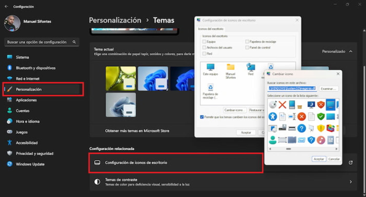 Windows 11 también permite cambiar los iconos del escritorio de forma sencilla