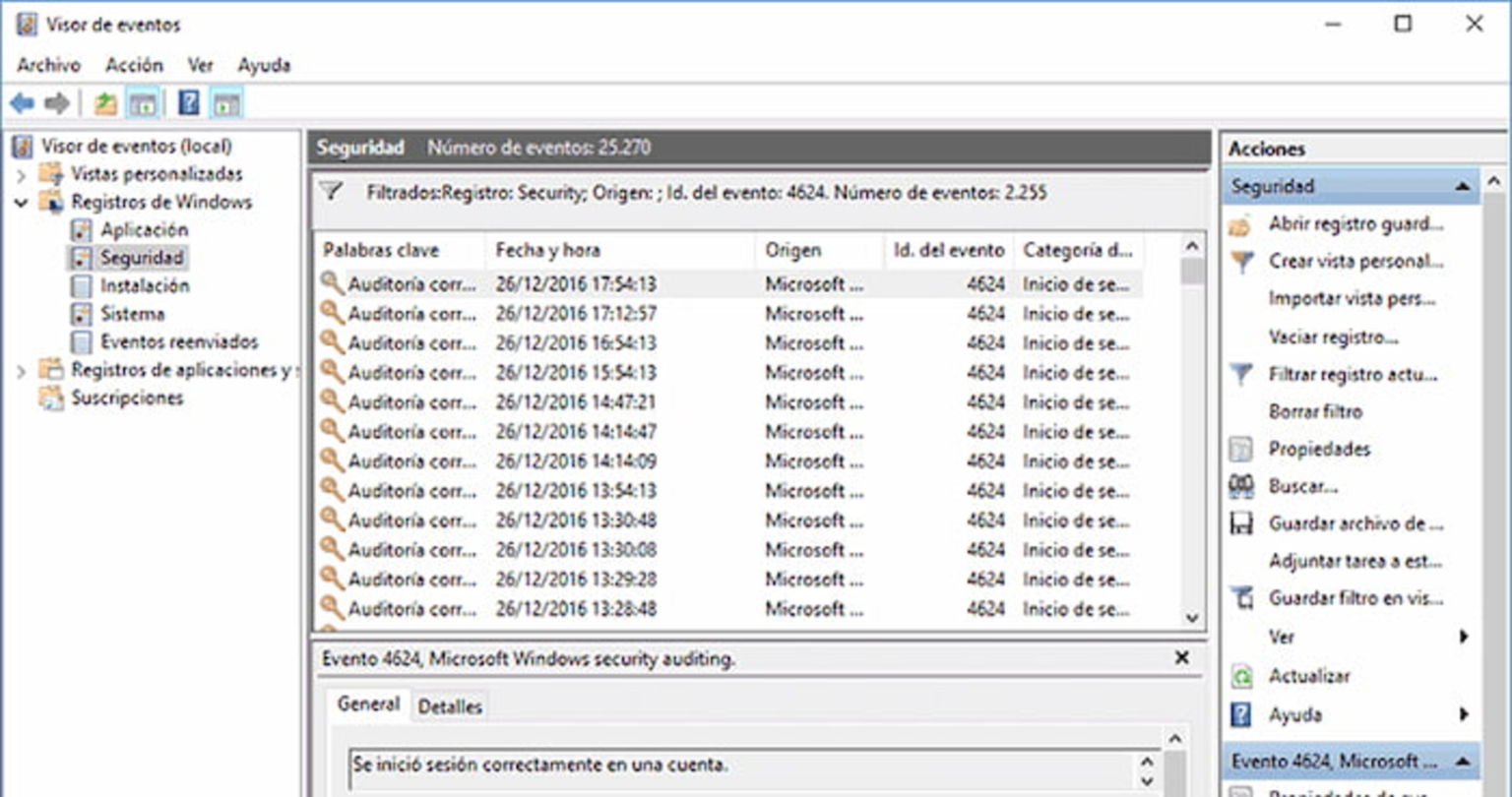 A través del visor de eventos de Windows puedes mirar el historial de encendido y apagado del PC, aunque debes conocer los ID