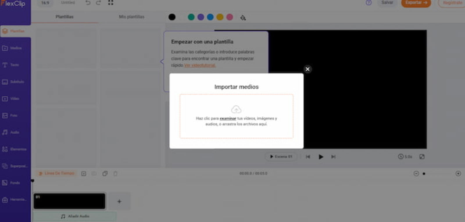 FlexClip es otra interesante alternativa para aplicar efectos a tus vídeos