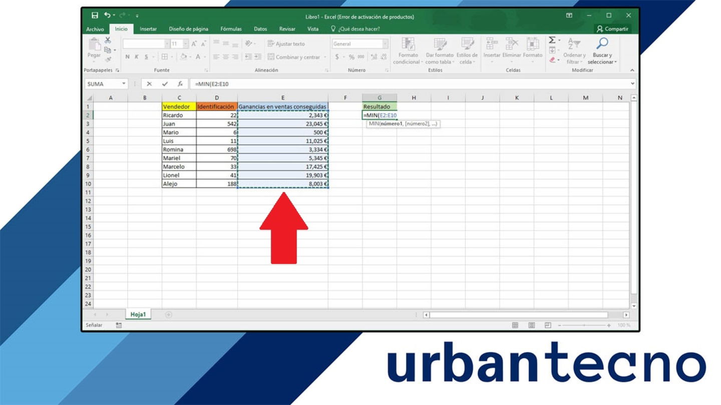 Seleccionar celdas o columnas en Excel