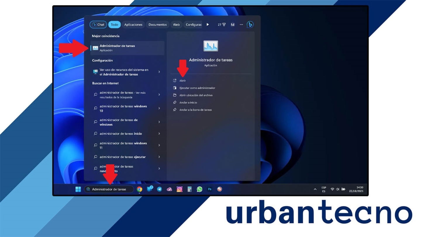 Abrir el Administrador de tareas en Windows 10 y Windows 11