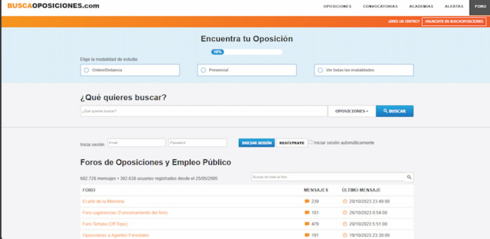 Esta plataforma cuenta con un potente buscador de oposiciones al que puedes aplicar filtros para resultados más específicos