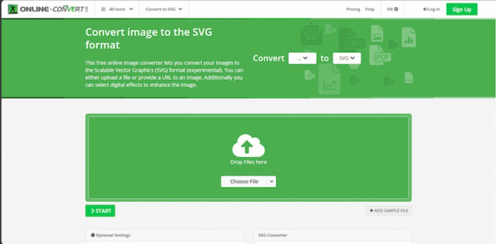 Online-Convert no solo permite vectorizar imágenes, sino también convertir otros formatos de imágenes