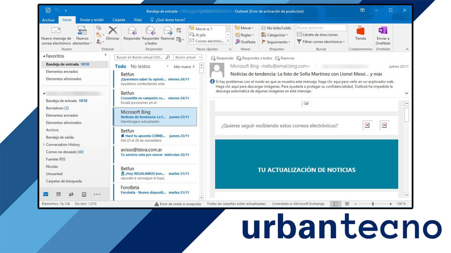 Seleccionar remitente en Outlook