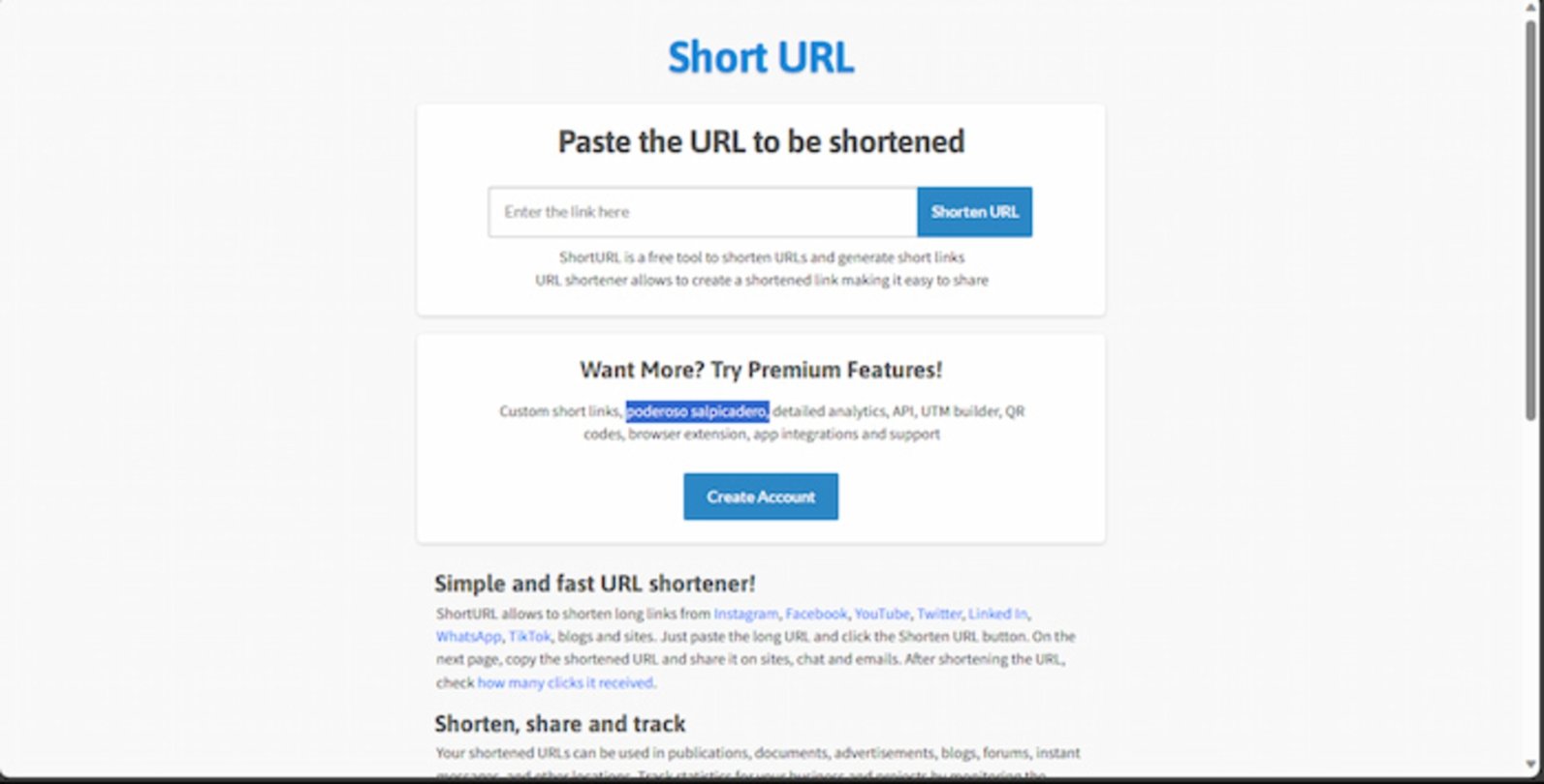 Short URL es una interesante alternativa para acortar enlaces y es gratuita, aunque tiene funciones adicionales que puedes desbloquear al pagar