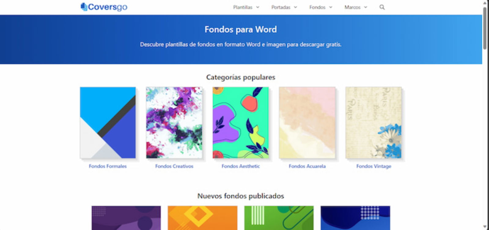 Coversgo es una estupenda opción para descargar fondos de Word