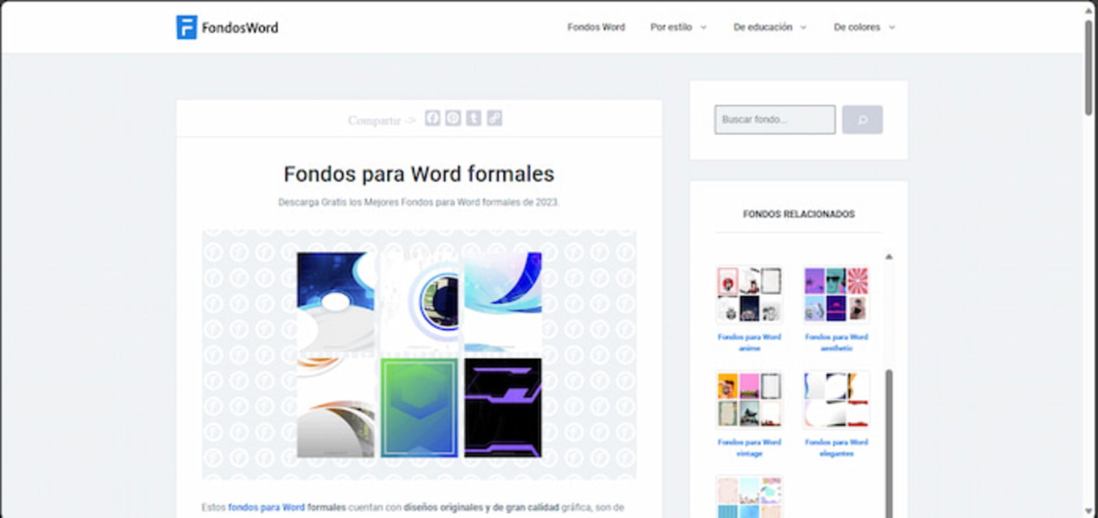 FondosWord es una estupenda opción para descargar imágenes para la portada de tus proyectos